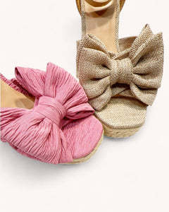 ATTIRE-08 BIG RIBBON DECOR ESPADRILLES WEDGE HEELS