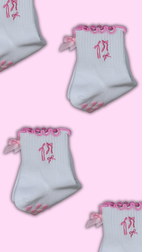 Pink Bow Grip Socks