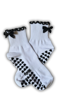 Load image into Gallery viewer, Black Bow Grip Socks