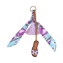 Load image into Gallery viewer, Faux Leather Designer Sandal w/ Scarf Bag Charms