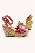 Load image into Gallery viewer, ATTIRE-08 BIG RIBBON DECOR ESPADRILLES WEDGE HEELS