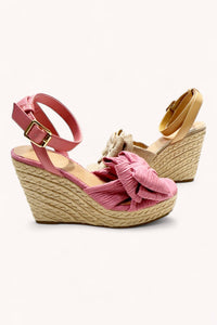 ATTIRE-08 BIG RIBBON DECOR ESPADRILLES WEDGE HEELS