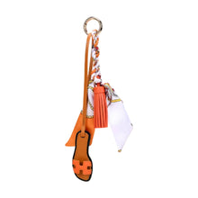 Load image into Gallery viewer, Faux Leather Designer Sandal w/ Scarf Bag Charms